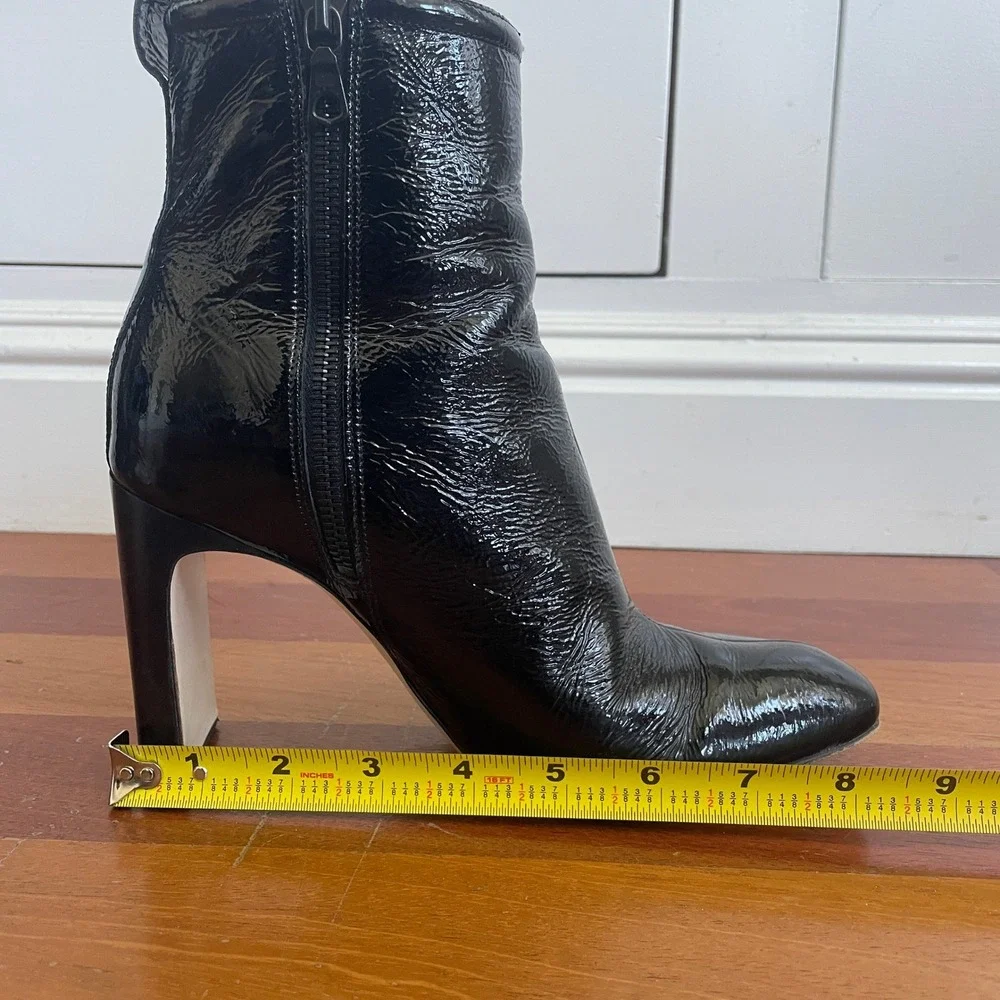 Rag & Bone Women's Ellis Patent Leather Ankle Boots  Square Toe Black Size 37 - Picture 15 of 16
